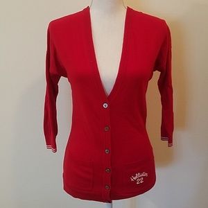 Holister Red Cardigan 3/4" Sleeves